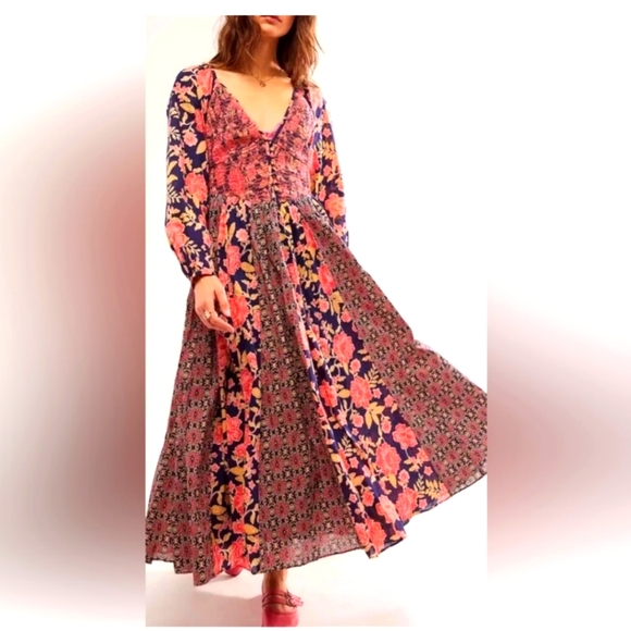 Free people women bohemian maxi dress size L NWOT TRIED ON